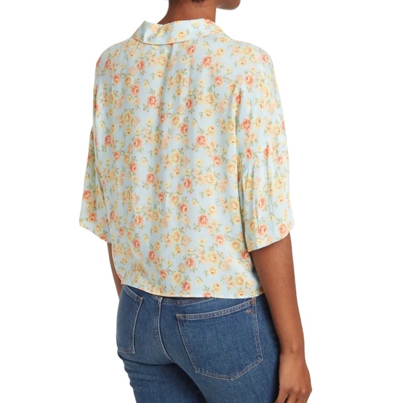 Philosophy Floral Print Crop Top Blouse Blue Pink Yellow Size XSmall - Picture 6 of 9